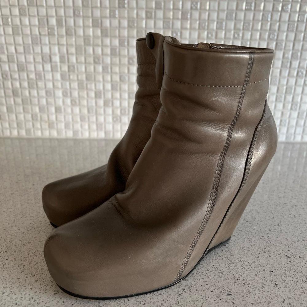 Rick Owens Leather Wedge Boots